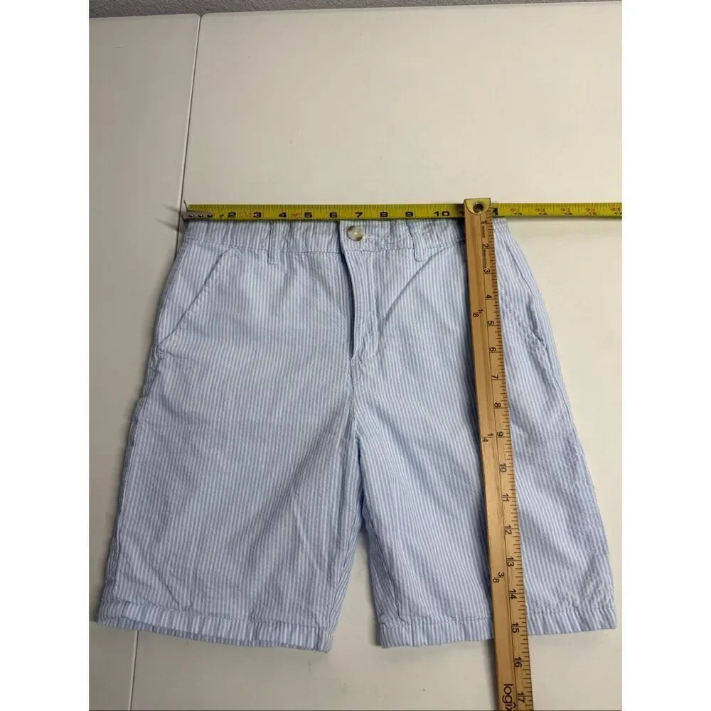 Gymboree Girls Seersucker Shorts Size 10 Blue White Stripe Cotton Summer Preppy
